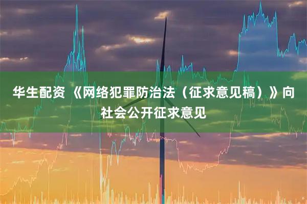 华生配资 《网络犯罪防治法（征求意见稿）》向社会公开征求意见